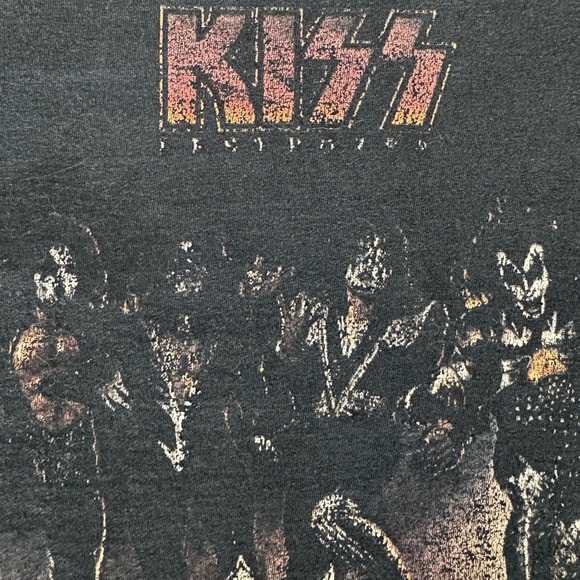 Vintage 1990’S KISS Destroyer Cropped Band Tee Rock Shirt 2XL Jerzees HiDensi-T - Picture 3 of 10